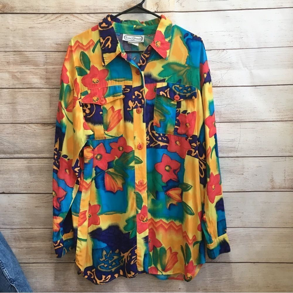 VINTAGE SAINT‎ GERMAIN PARIS WEARABLE ART BLOUSE